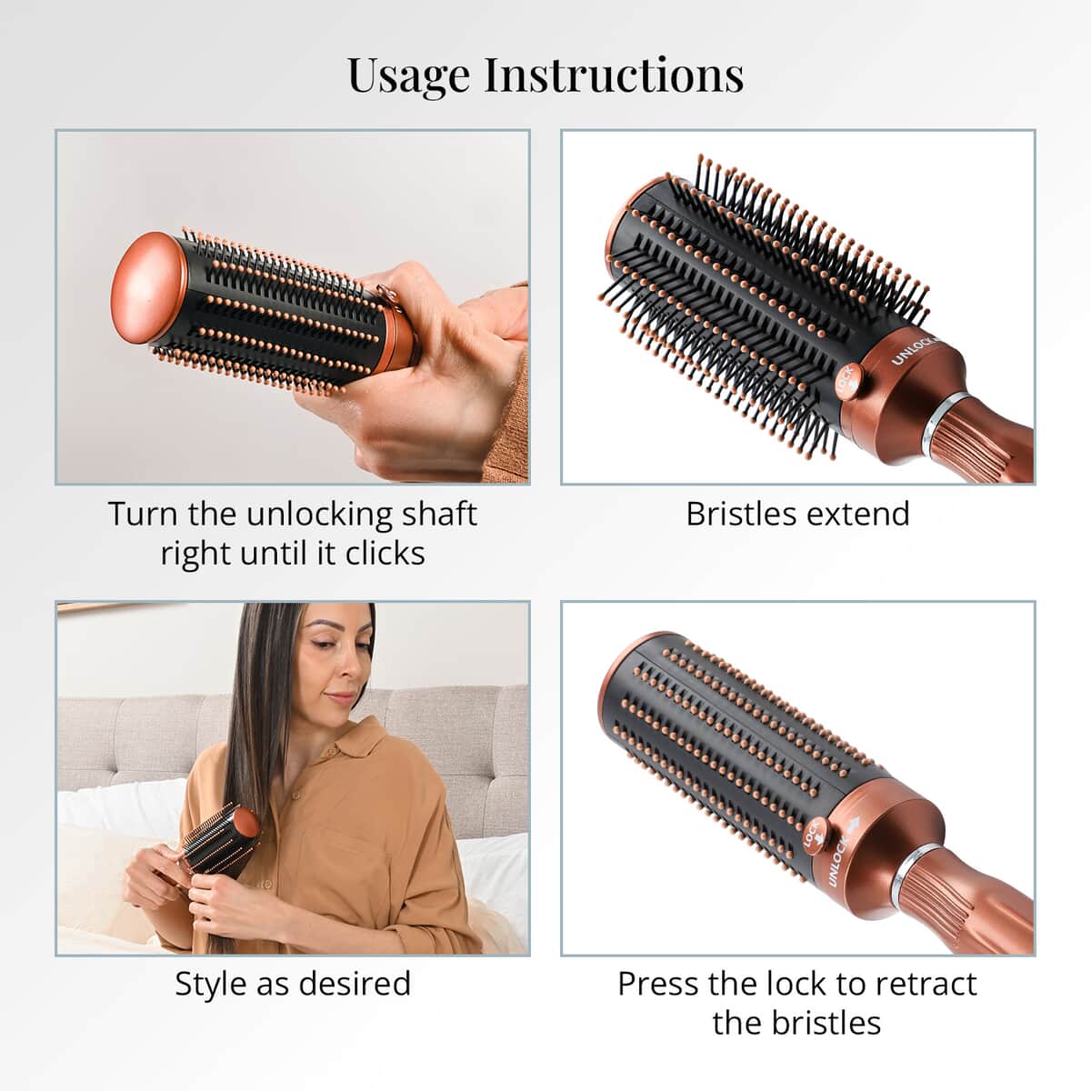 Neomi Detangler Hair Brush With Retractable Bristle Technology, Quick Clean Hair Comb For Loosening and Detangling - Brown (Patent Pending) image number 4