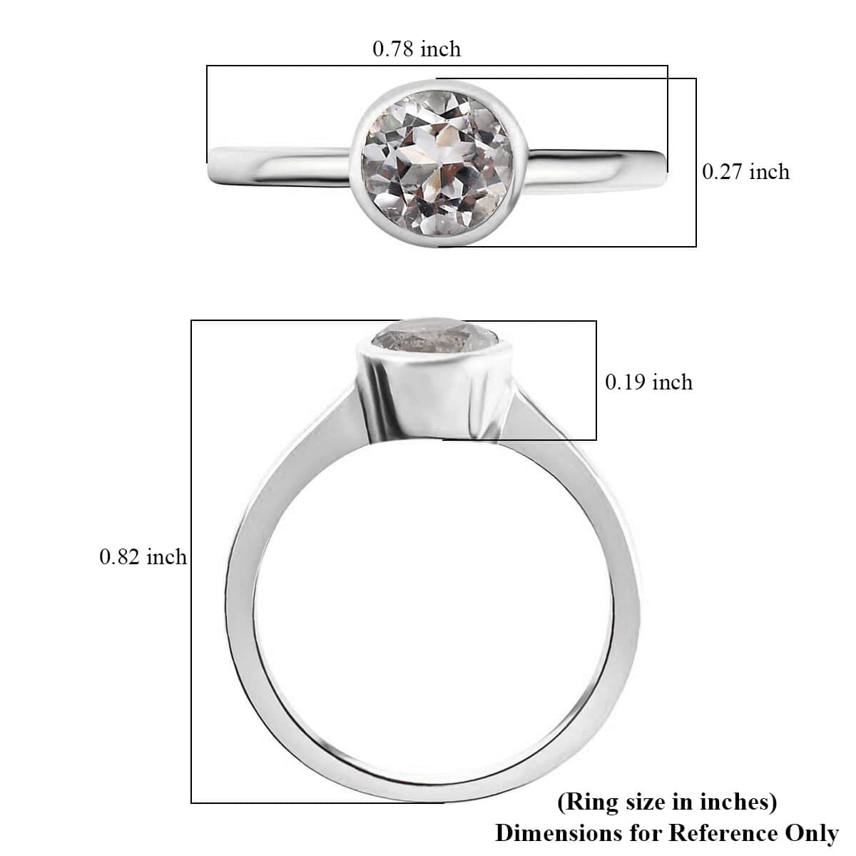 White Topaz Solitaire Ring in Platinum Over Sterling Silver (Size 5) 1.10 ctw image number 5