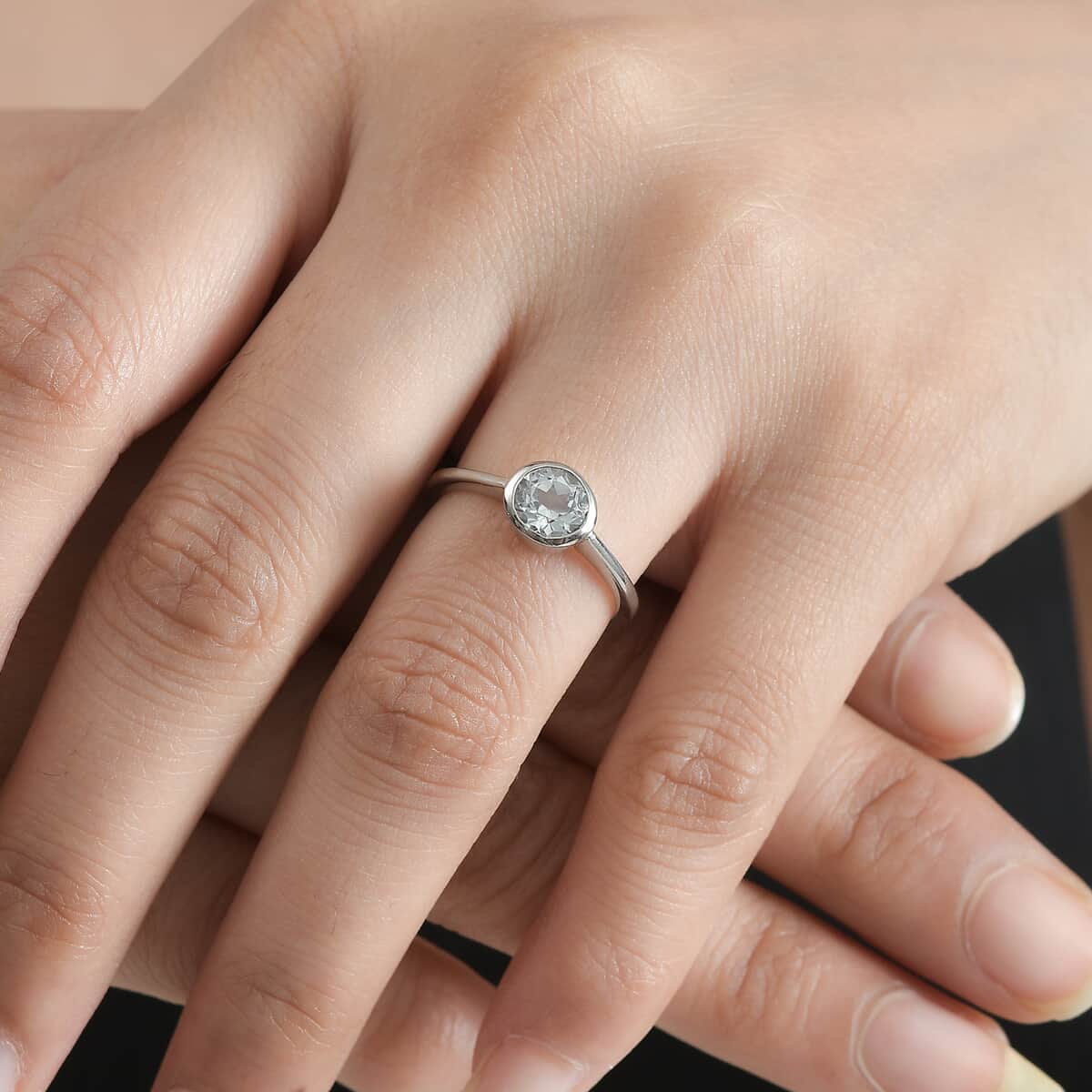 White Topaz Solitaire Ring in Platinum Over Sterling Silver (Size 6.0) 1.10 ctw image number 2