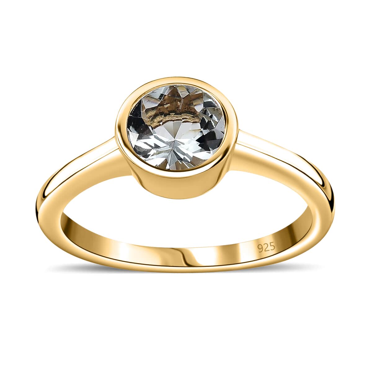 White Topaz Solitaire Ring in Vermeil Yellow Gold Over Sterling Silver (Size 6.0) 1.10 ctw image number 0