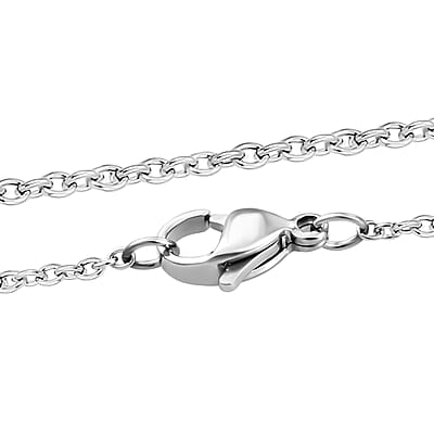 Blue Color Murano Style Necklace in Stainless Steel 24 Inches