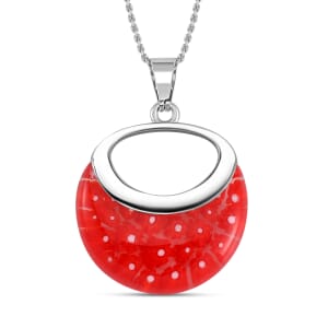 Red Color Murano Style Necklace in Stainless Steel 24 Inches