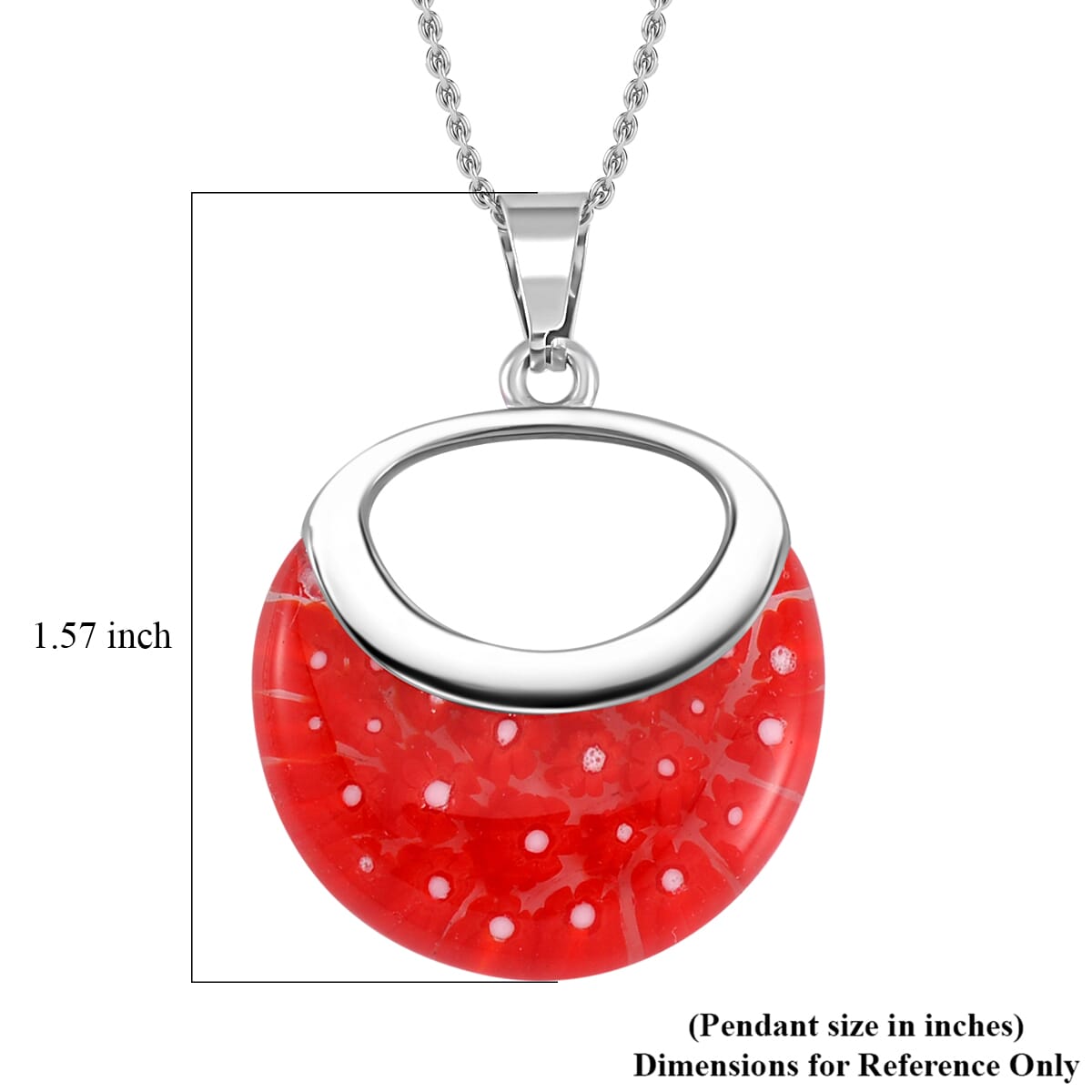 Red Color Murano Style Necklace in Stainless Steel 24 Inches image number 6