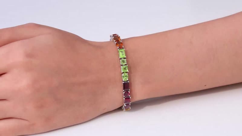 GP Multi Gemstone Bracelet in Platinum Over Sterling Silver (7.25 In) 22.30 ctw
