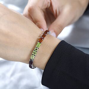 GP Royal Art Deco Collection Multi Gemstone Tennis Bracelet in Platinum Over Sterling Silver (7.25 In) 22.30 ctw