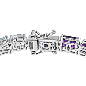 GP Royal Art Deco Collection Multi Gemstone Tennis Bracelet in Platinum Over Sterling Silver (7.25 In) 22.30 ctw