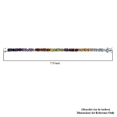 GP Royal Art Deco Collection Multi Gemstone Tennis Bracelet in Platinum Over Sterling Silver (7.25 In) 22.30 ctw