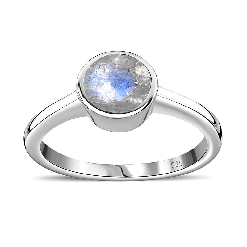 Rainbow Moonstone 0.85 ctw Ring in Platinum Over Sterling Silver (Size 5.0)