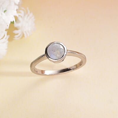 Rainbow Moonstone 0.85 ctw Ring in Platinum Over Sterling Silver (Size 5.0)