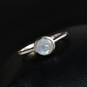 Rainbow Moonstone 0.85 ctw Ring in Platinum Over Sterling Silver (Size 5.0) 