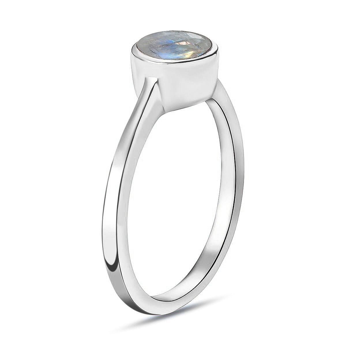 Rainbow Moonstone 0.85 ctw Ring in Platinum Over Sterling Silver (Size 5.0) 