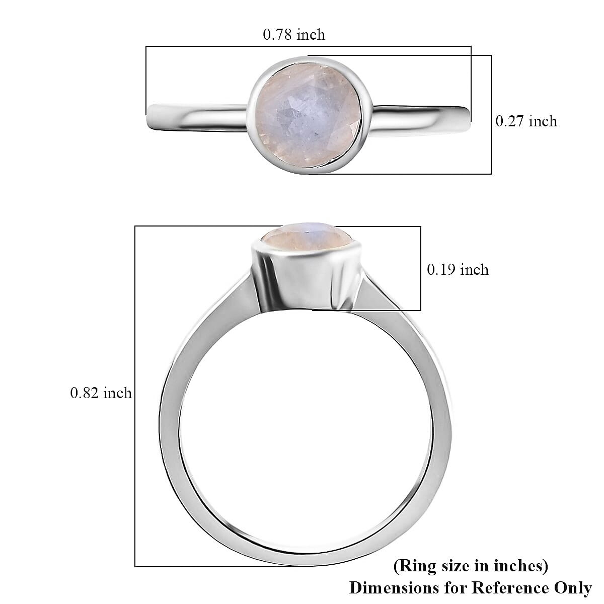 Rainbow Moonstone 0.85 ctw Ring in Platinum Over Sterling Silver (Size 5.0) 