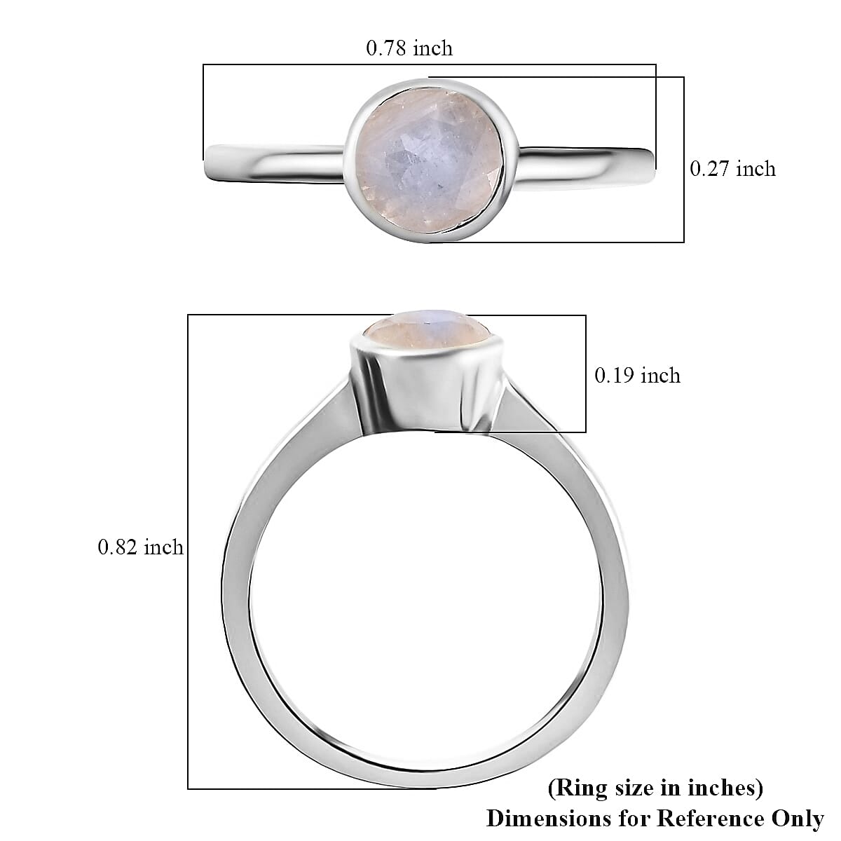 Rainbow Moonstone 0.85 ctw Ring in Platinum Over Sterling Silver (Size 8.0)  image number 6