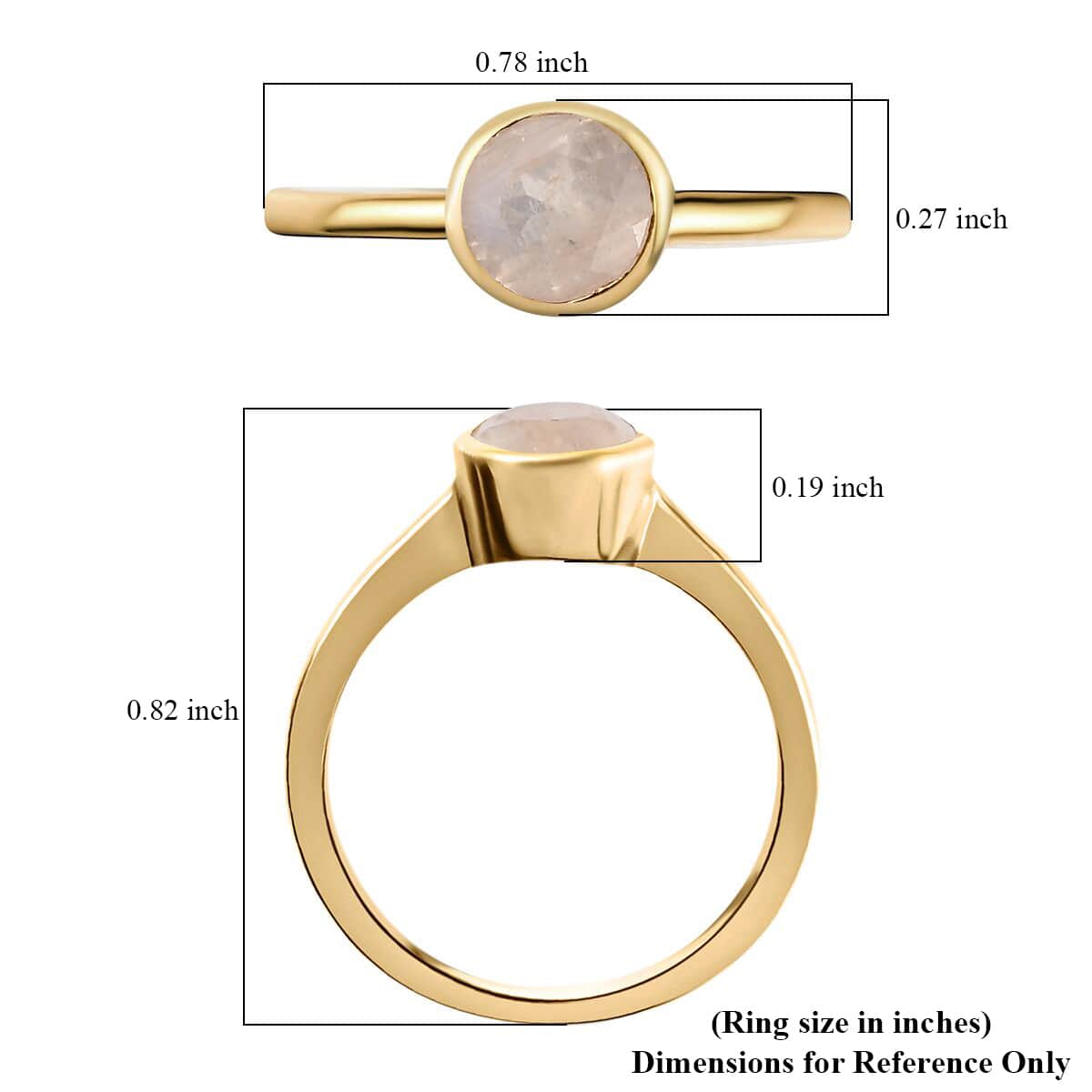 Rainbow Moonstone Solitaire Ring in Vermeil Yellow Gold Over Sterling Silver (Size 6.0) 0.85 ctw image number 5