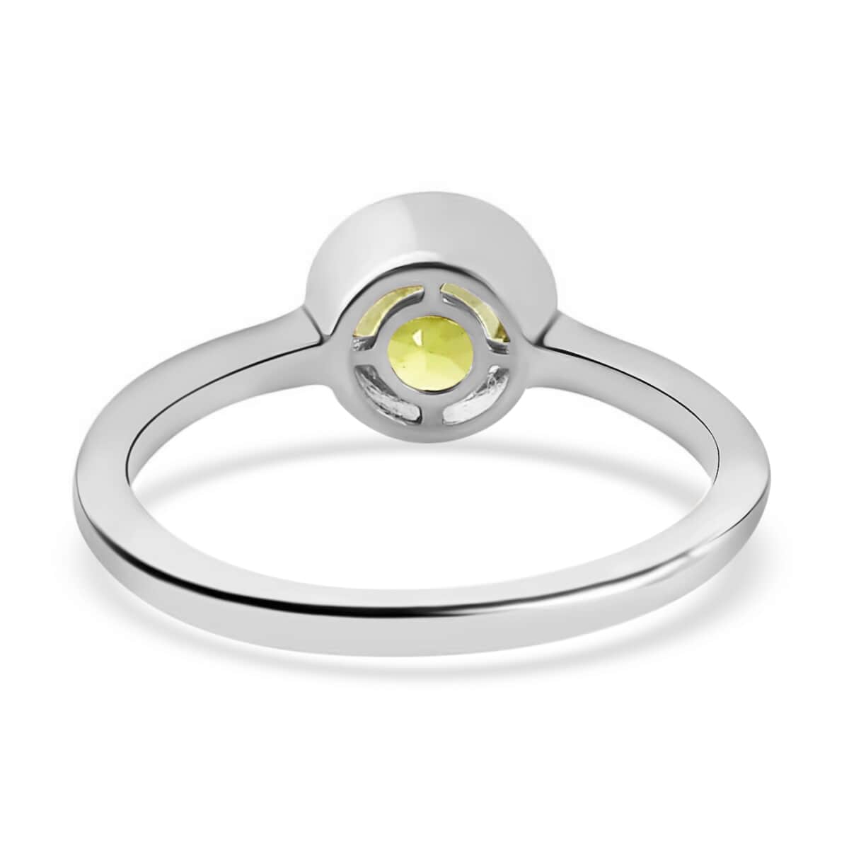 Peridot Solitaire Ring in Platinum Over Sterling Silver (Size 5) 0.85 ctw image number 4