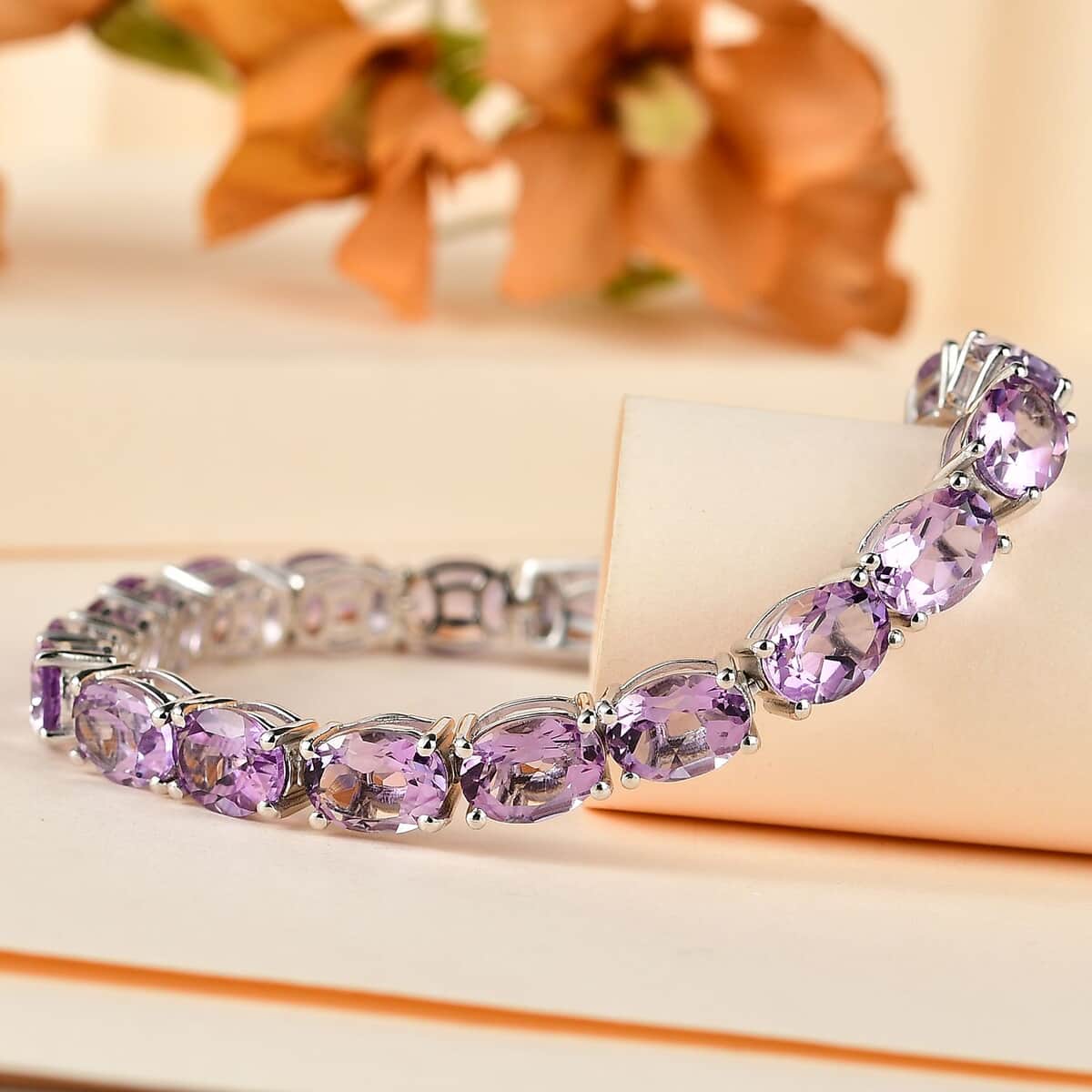 Premium Rose De France Amethyst Tennis Bracelet in Platinum Over Sterling Silver (6.50 In) 21.25 ctw image number 1