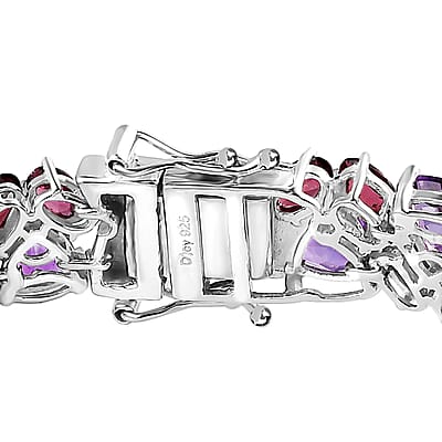 Premium Moroccan Amethyst and Orissa Rhodolite Garnet Bracelet in Platinum Over Sterling Silver (6.50 In) 27.75 ctw