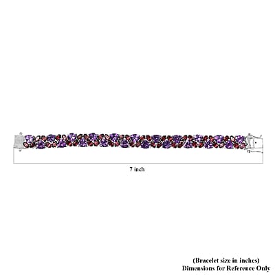 Premium Moroccan Amethyst and Orissa Rhodolite Garnet Bracelet in Platinum Over Sterling Silver (6.50 In) 27.75 ctw