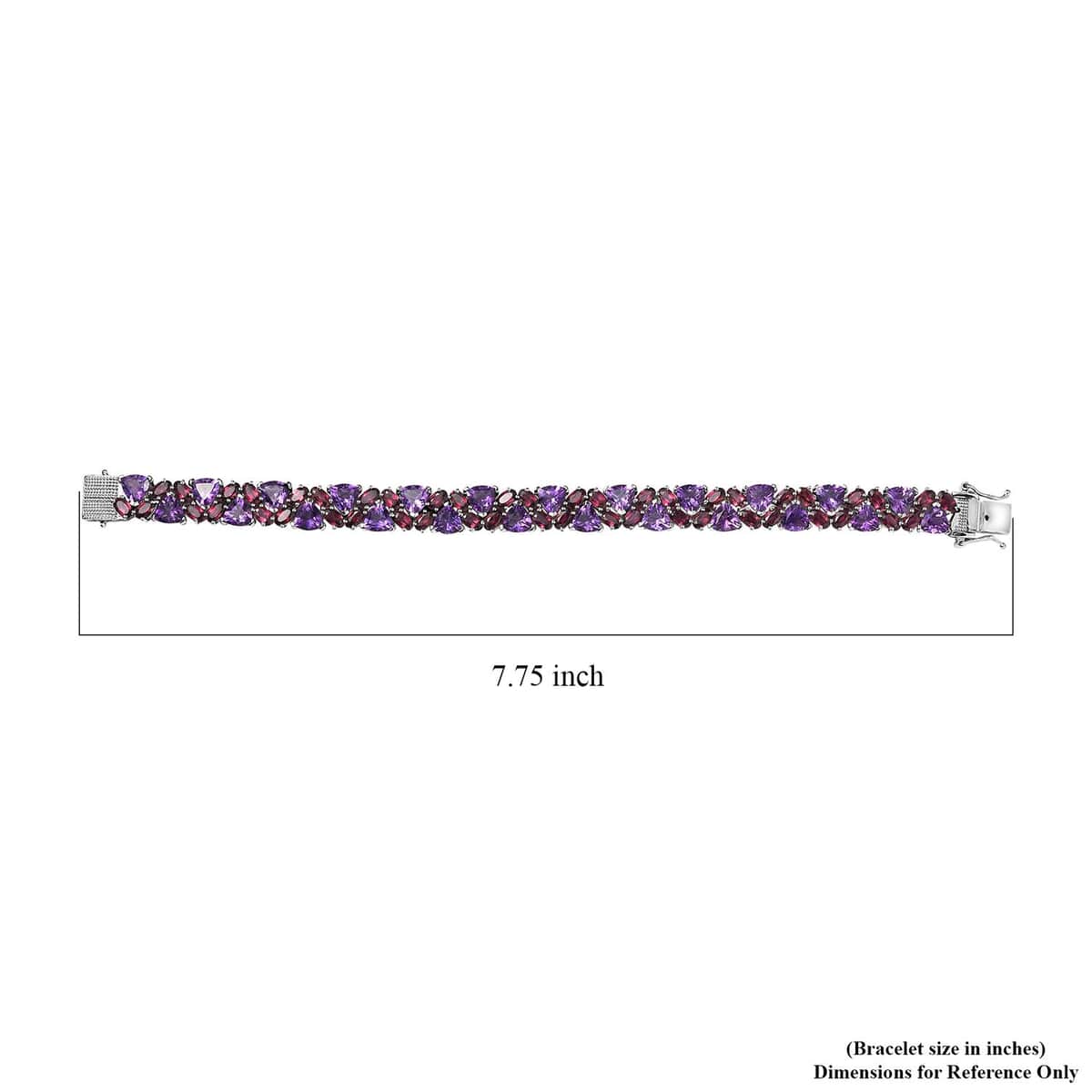 Premium Moroccan Amethyst and Orissa Rhodolite Garnet Bracelet in Platinum Over Sterling Silver (7.25 In) 31.70 ctw image number 4