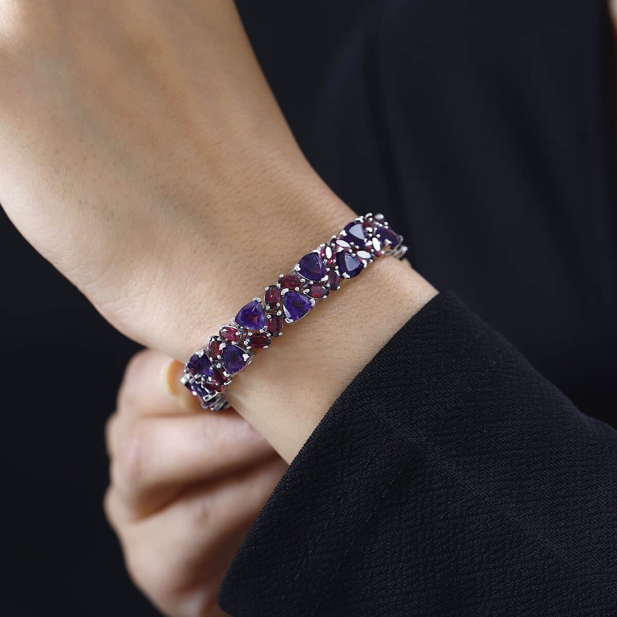 Premium Moroccan Amethyst and Orissa Rhodolite Garnet Bracelet in Platinum Over Sterling Silver (8.00 In) 33.90 ctw image number 2