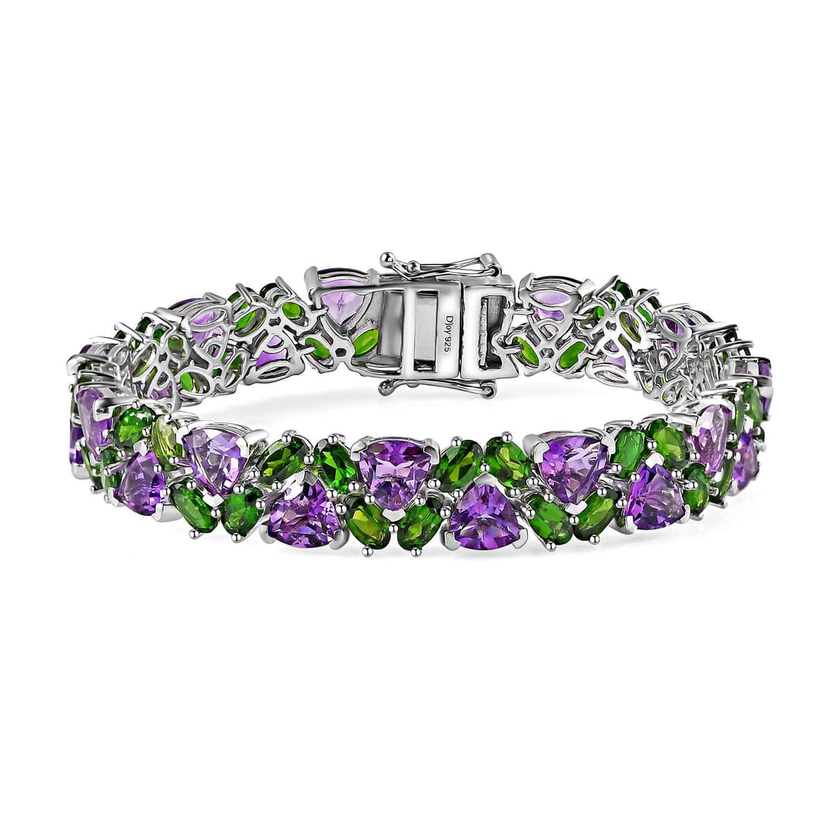 Premium Moroccan Amethyst and Chrome Diopside Bracelet in Platinum Over Sterling Silver (6.50 In) 24.75 ctw image number 0