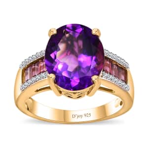 AAA Moroccan Amethyst and Multi Gemstone Ring in Vermeil Yellow Gold Over Sterling Silver (Size 10.0) 5.30 ctw