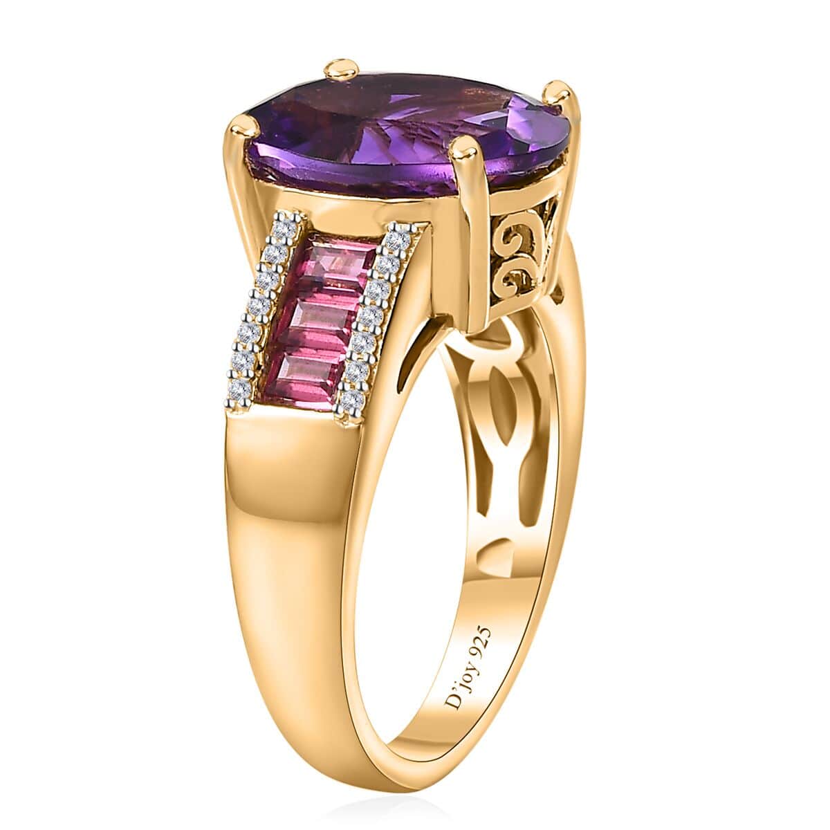 AAA Moroccan Amethyst and Multi Gemstone Ring in Vermeil Yellow Gold Over Sterling Silver (Size 10.0) 5.30 ctw image number 3
