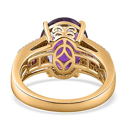 AAA Moroccan Amethyst and Multi Gemstone Ring in Vermeil Yellow Gold Over Sterling Silver (Size 10.0) 5.30 ctw