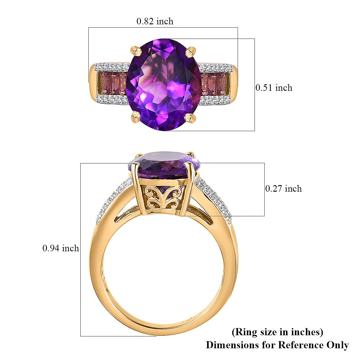 AAA Moroccan Amethyst and Multi Gemstone Ring in Vermeil Yellow Gold Over Sterling Silver (Size 10.0) 5.30 ctw