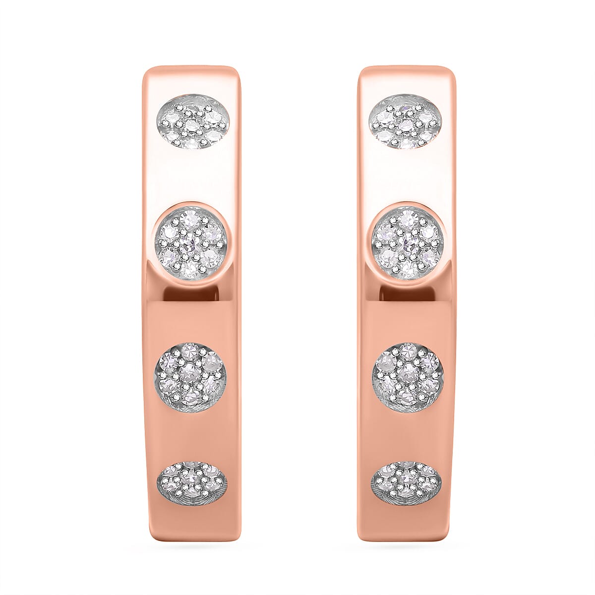 White Diamond P 0.24 ctw Earring in Vermeil RG Over Sterling Silver