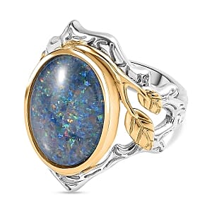 Boulder Opal Triplet 4.79 ctw Ring in Sterling Silver (Size 11.5)