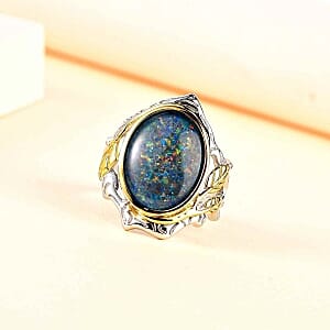 Boulder Opal Triplet 4.79 ctw Ring in Sterling Silver (Size 11.5)