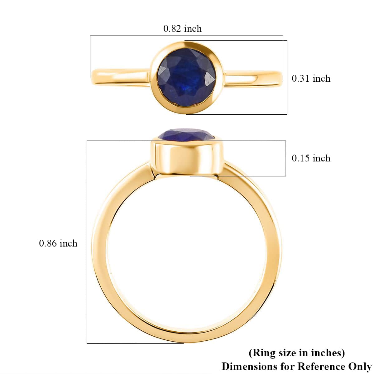 Masoala Sapphire (D) Solitaire Ring in Vermeil Yellow Gold Over Sterling Silver (Size 6.0) 1.30 ctw image number 5