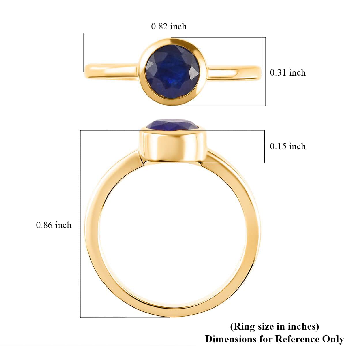 Masoala Sapphire (D) Solitaire Ring in Vermeil Yellow Gold Over Sterling Silver (Size 7.0) 1.30 ctw image number 5