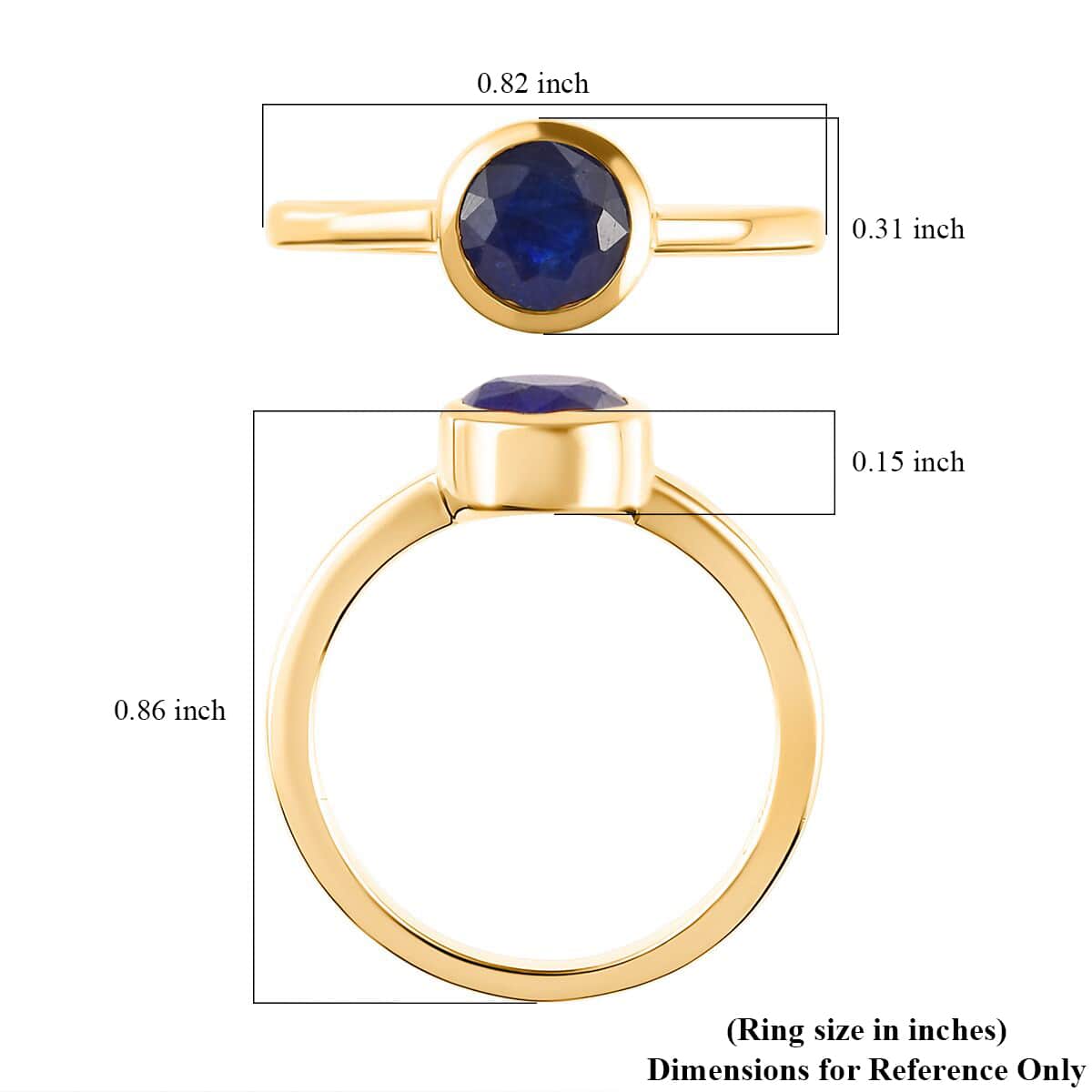 Masoala Sapphire (D) Solitaire Ring in Vermeil Yellow Gold Over Sterling Silver (Size 9.0) 1.30 ctw image number 5