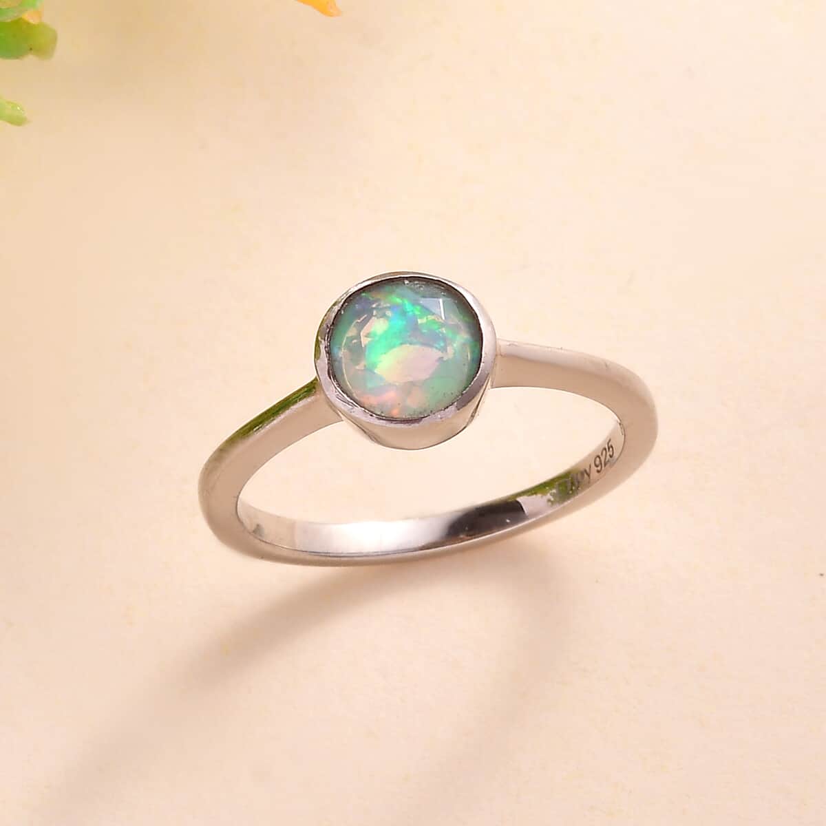 Ethiopian Welo Opal Solitaire Ring in Platinum Over Sterling Silver (Size 5) 0.60 ctw image number 1