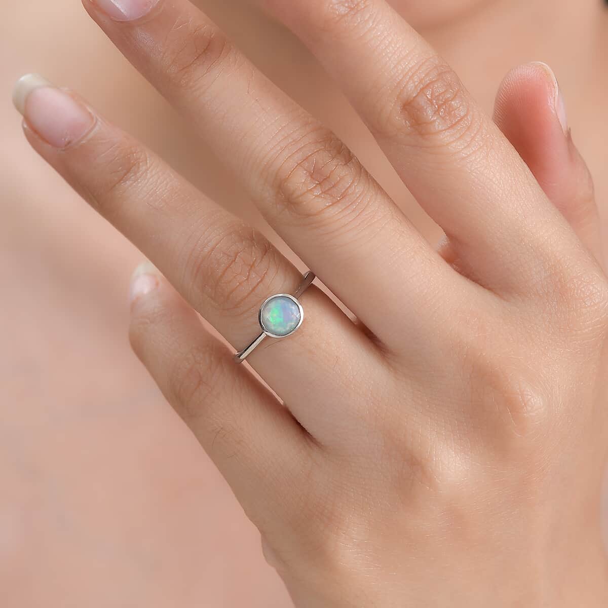 Ethiopian Welo Opal Solitaire Ring in Platinum Over Sterling Silver (Size 5) 0.60 ctw image number 2