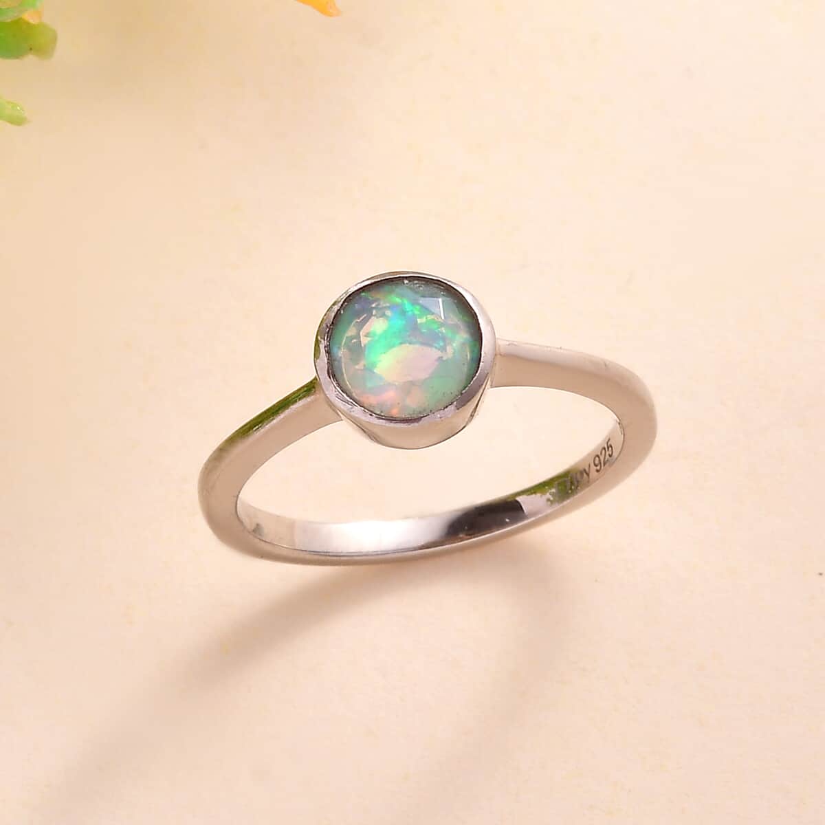 Ethiopian Welo Opal Solitaire Ring in Platinum Over Sterling Silver (Size 6.0) 0.60 ctw image number 1