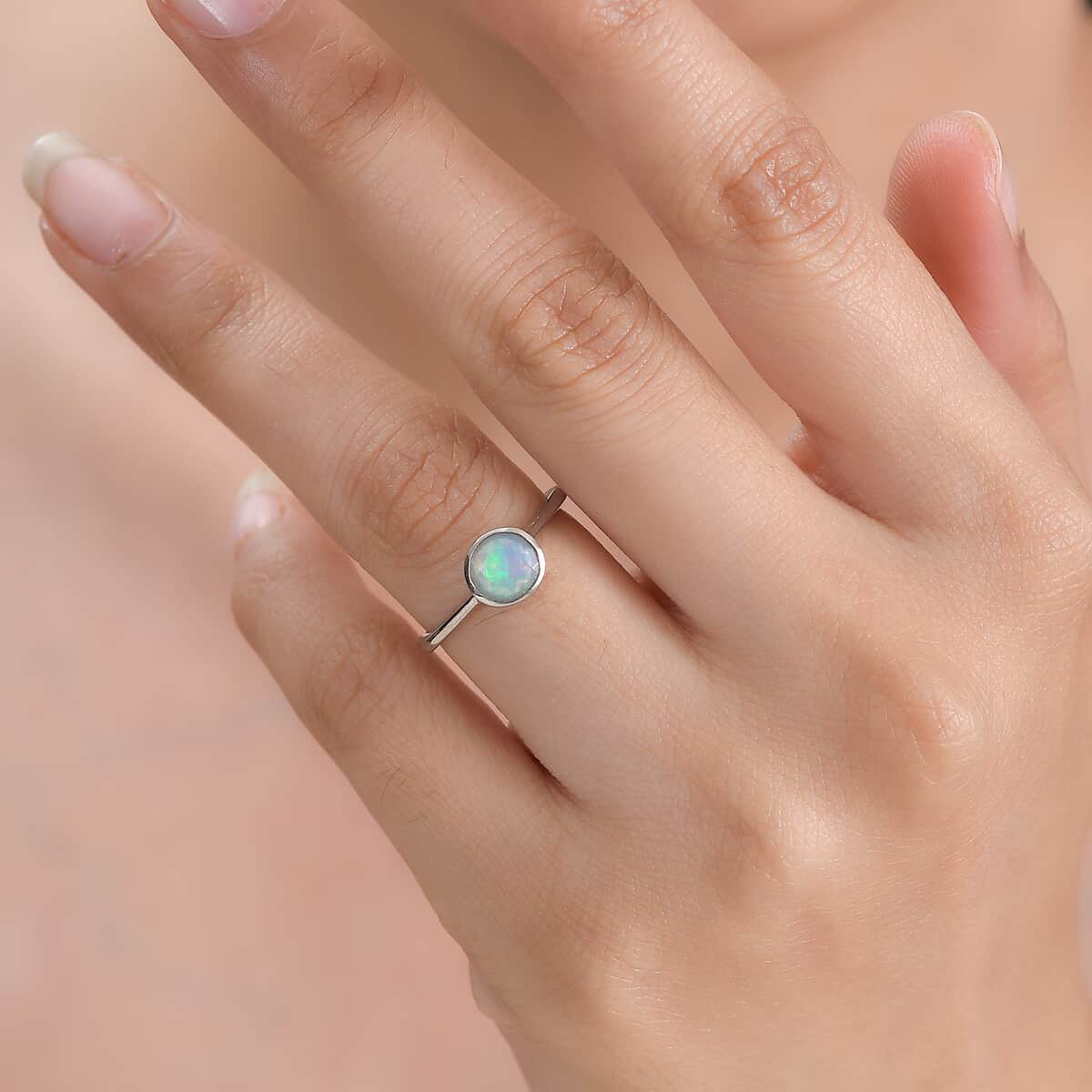 Ethiopian Welo Opal Solitaire Ring in Platinum Over Sterling Silver (Size 6.0) 0.60 ctw image number 2