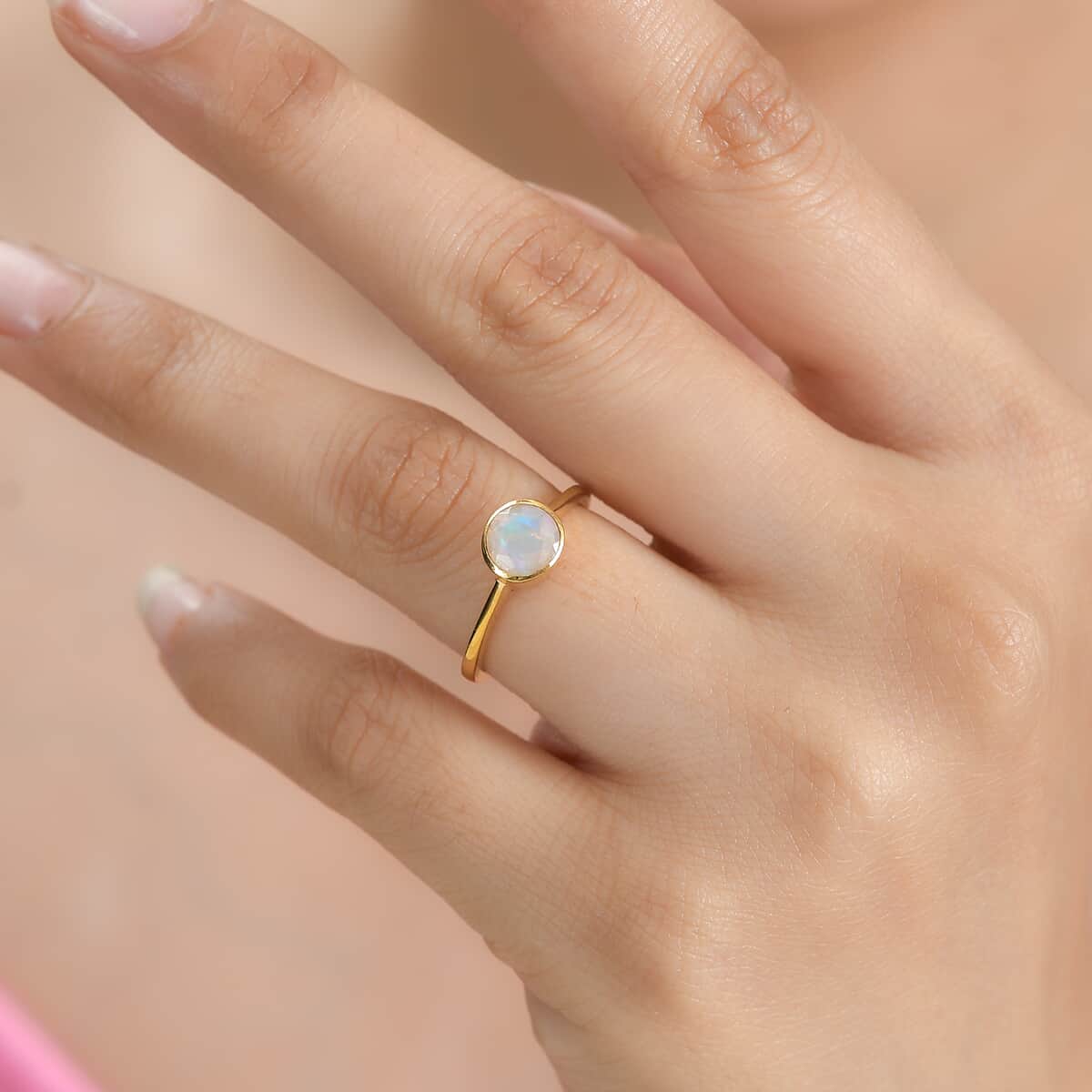 Ethiopian Welo Opal Solitaire Ring in Vermeil Yellow Gold Over Sterling Silver (Size 6.0) 0.60 ctw image number 2