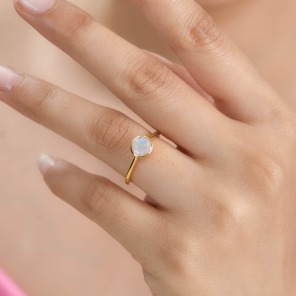 Ethiopian Welo Opal Solitaire Ring in Vermeil Yellow Gold Over Sterling Silver (Size 7.0) 0.60 ctw image number 2