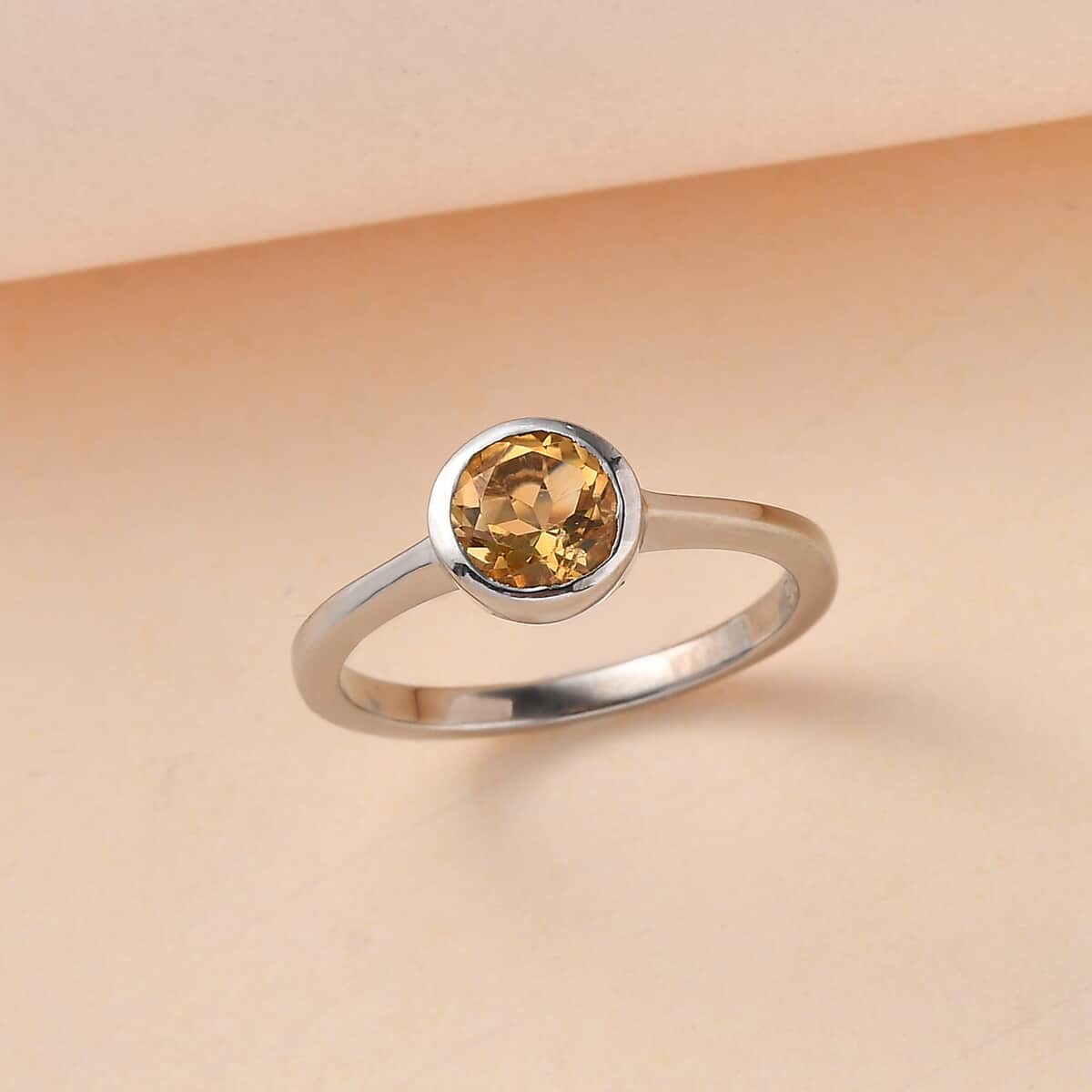 Brazilian Citrine Solitaire Ring in Platinum Over Sterling Silver (Size 5) 0.80 ctw image number 1