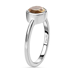 Brazilian Citrine Solitaire Ring in Platinum Over Sterling Silver (Size 5) 0.80 ctw