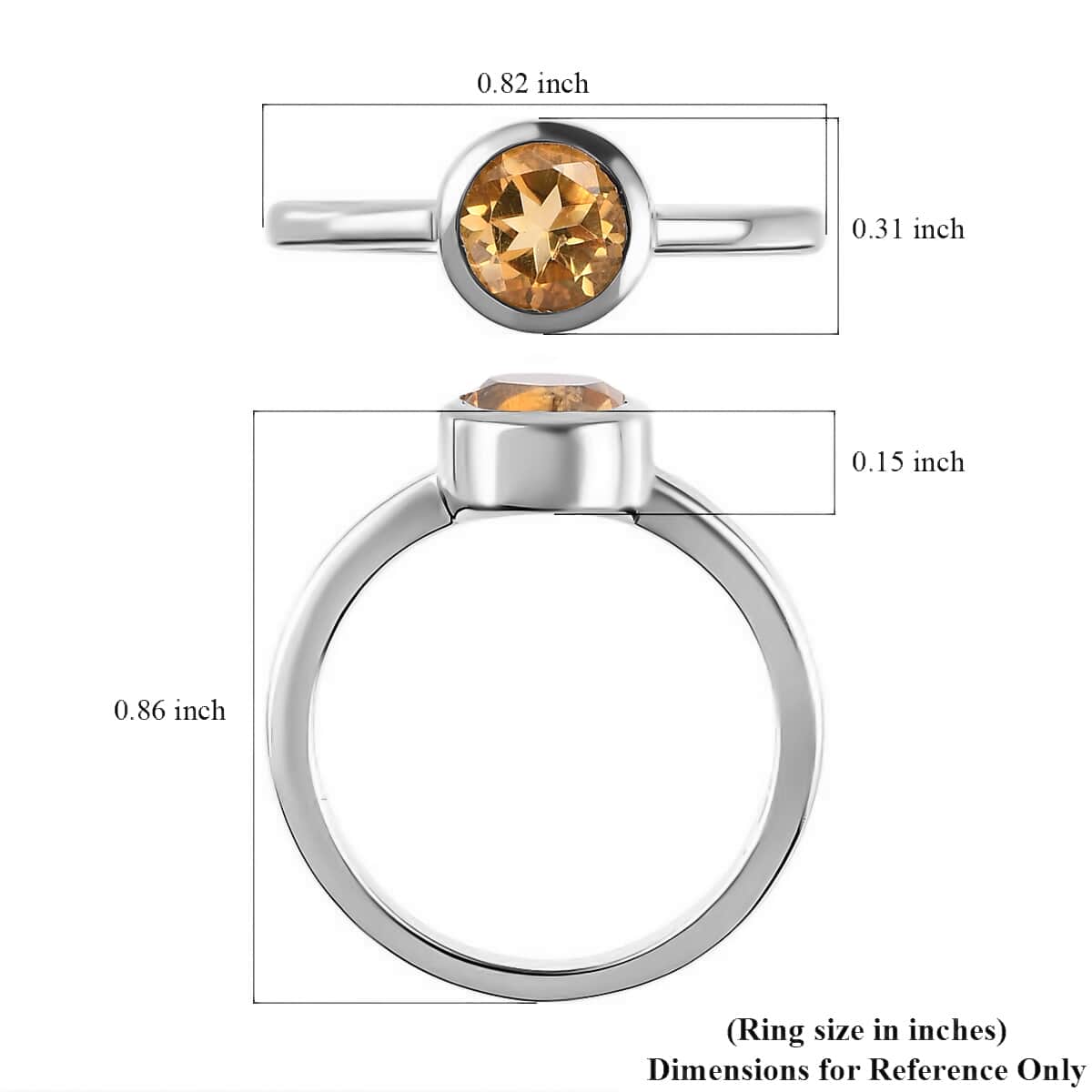 Brazilian Citrine Solitaire Ring in Platinum Over Sterling Silver (Size 5) 0.80 ctw image number 5