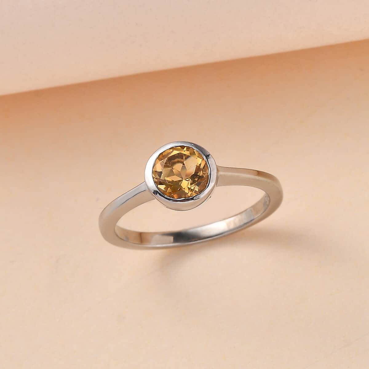 Brazilian Citrine Solitaire Ring in Platinum Over Sterling Silver (Size 6.0) 0.80 ctw image number 1