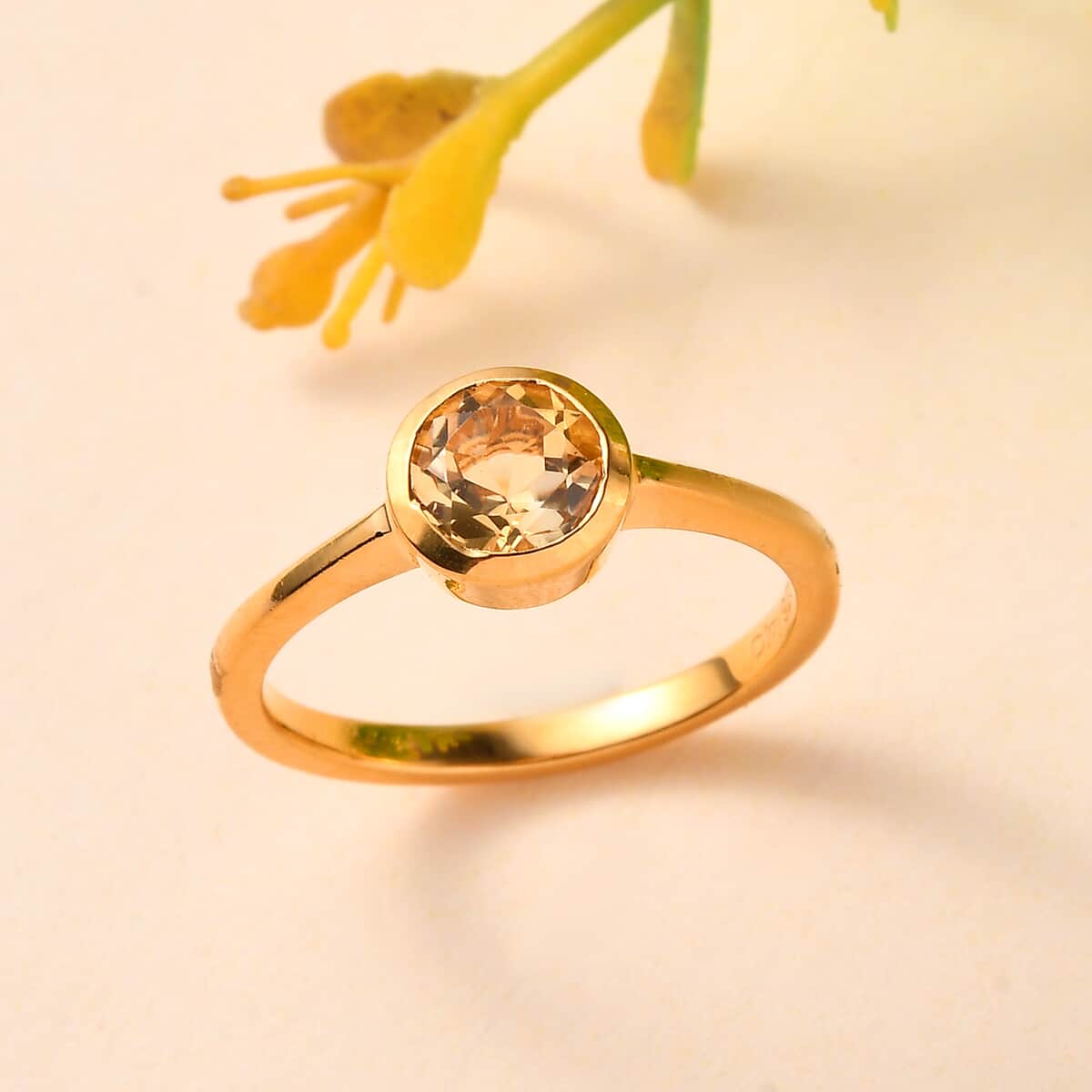 Brazilian Citrine Solitaire Ring in Vermeil Yellow Gold Over Sterling Silver (Size 6.0) 0.80 ctw image number 1