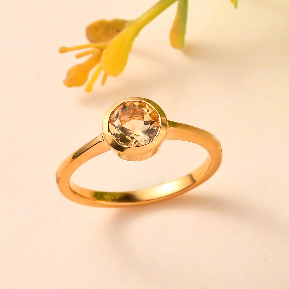 Brazilian Citrine Solitaire Ring in Vermeil Yellow Gold Over Sterling Silver (Size 7.0) 0.80 ctw image number 1