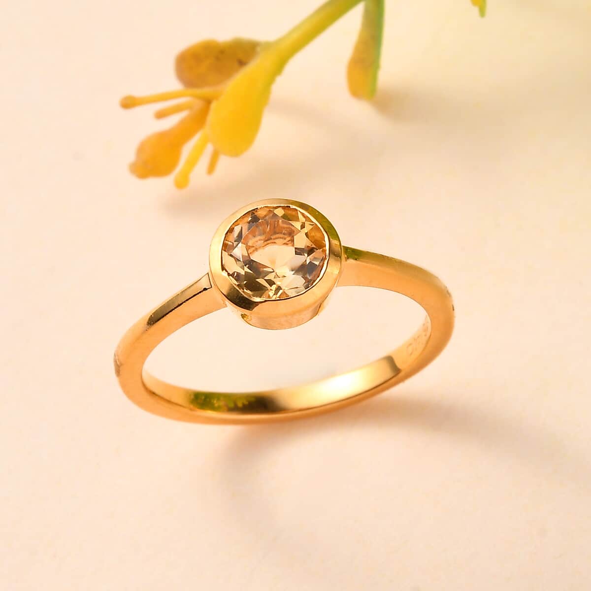 Brazilian Citrine Solitaire Ring in Vermeil Yellow Gold Over Sterling Silver (Size 8.0) 0.80 ctw image number 1