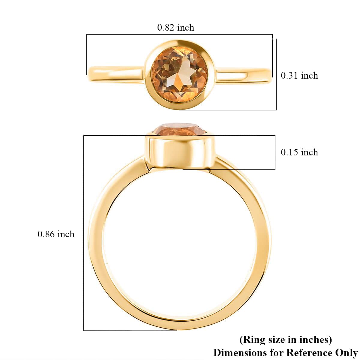 Brazilian Citrine Solitaire Ring in Vermeil Yellow Gold Over Sterling Silver (Size 9.0) 0.80 ctw image number 5