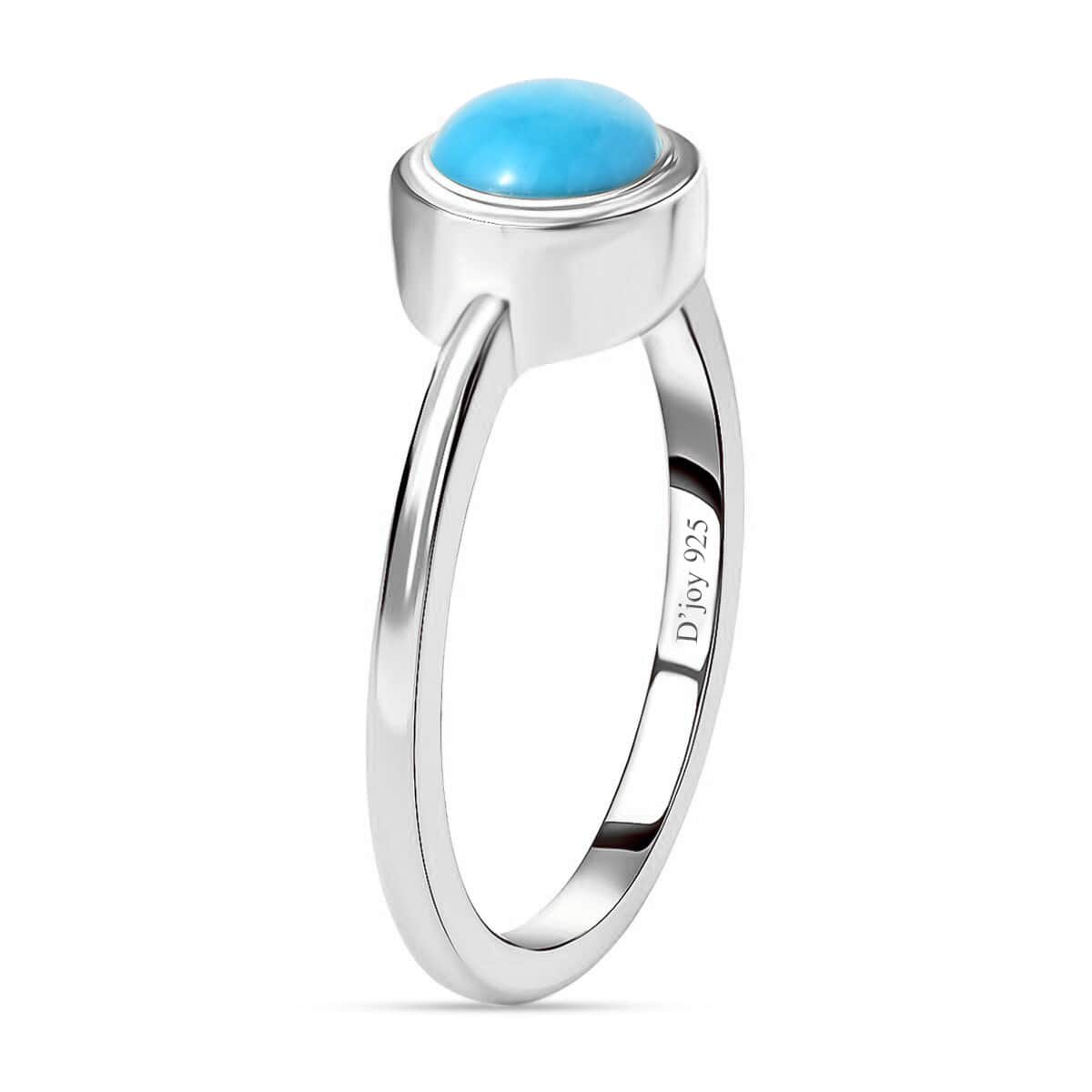 Sleeping Beauty Turquoise Solitaire Ring in Platinum Over Sterling Silver (Size 5) 0.85 ctw image number 3